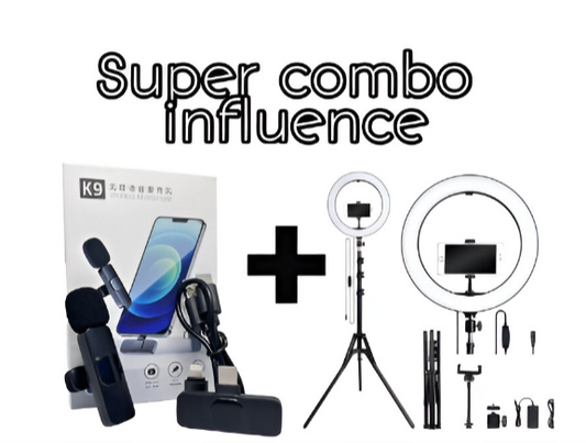 Aro de luz + trípode + micrófono