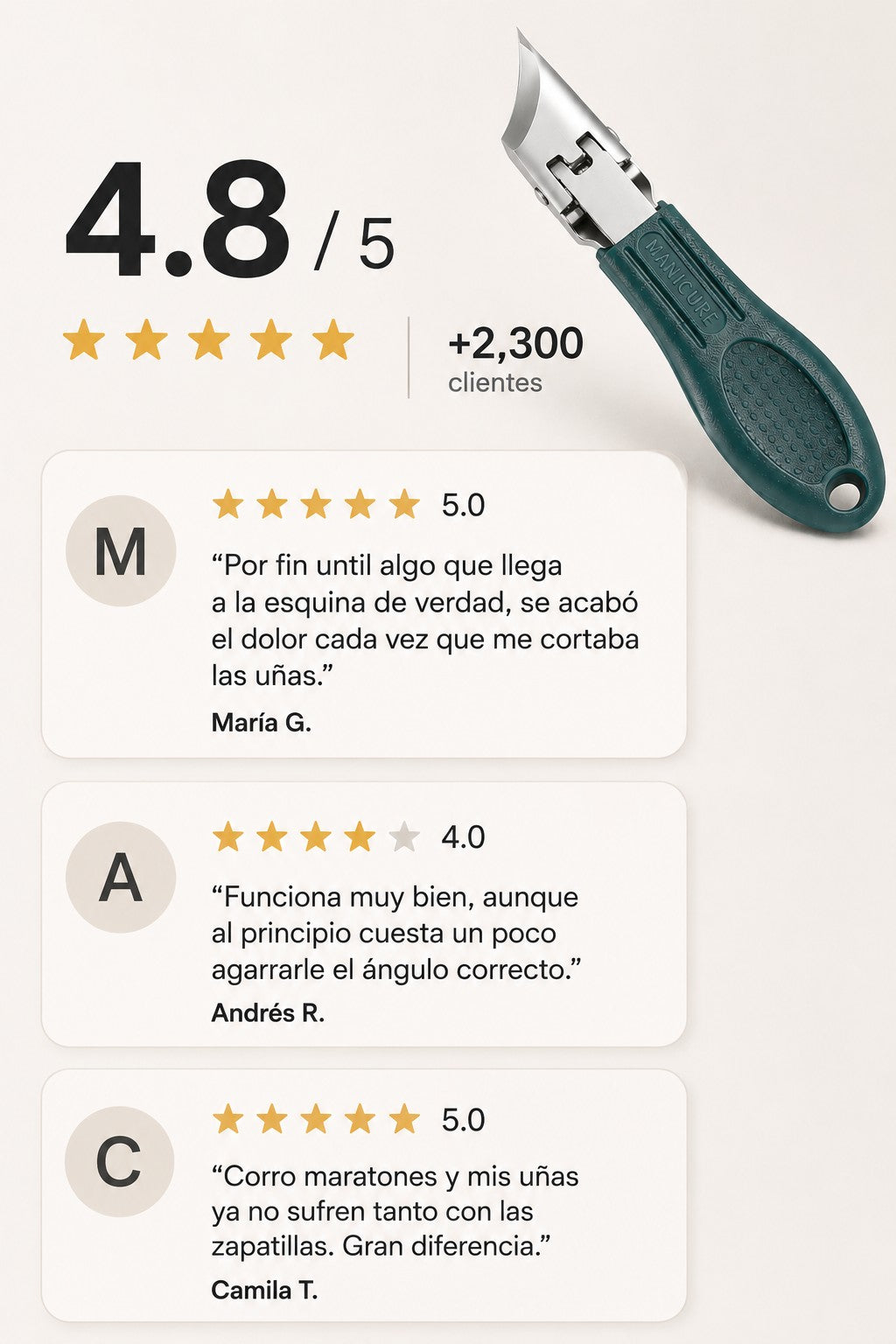 Corta uñas de esquinas