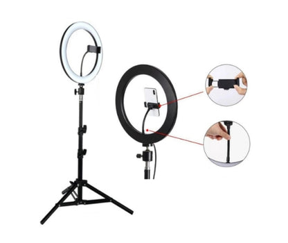 Aro de luz + trípode + micrófono